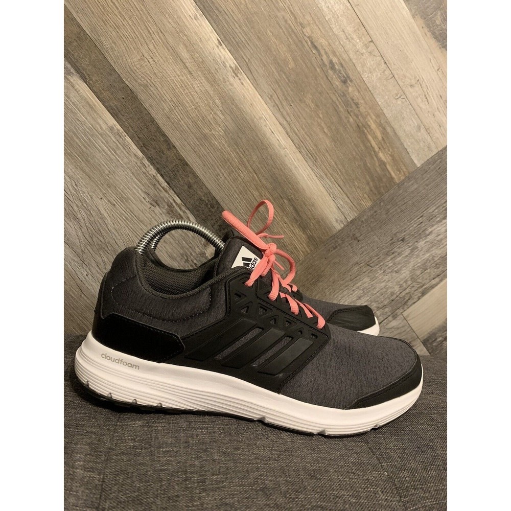 Adidas Cloud Foam Ortholite Womens 9.5 Black Grey Pink Running Shoes BA7809